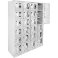 Assembled Clean Line Perforated Economy Lockers, 6 -tier, Bank of 4, 18" x 72" x 12", Steel Chandler Sales