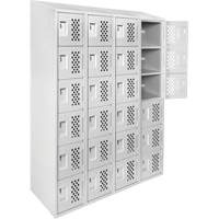 Assembled Clean Line Perforated Economy Lockers, 6 -tier, Bank of 4, 18" x 72" x 12", Steel Chandler Sales