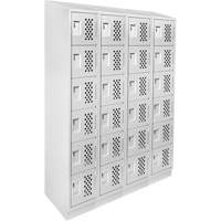 Assembled Clean Line Perforated Economy Lockers, 6 -tier, Bank of 4, 18" x 72" x 12", Steel Chandler Sales