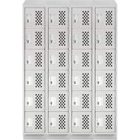 Assembled Clean Line Perforated Economy Lockers, 6 -tier, Bank of 4, 18" x 72" x 12", Steel Chandler Sales