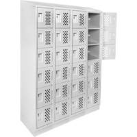 Assembled Clean Line Perforated Economy Lockers, 6 -tier, Bank of 4, 18" x 72" x 12", Steel Chandler Sales