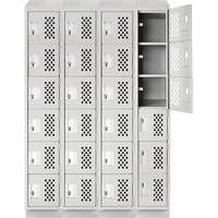 Assembled Clean Line Perforated Economy Lockers, 6 -tier, Bank of 4, 18" x 72" x 12", Steel Chandler Sales
