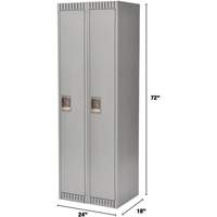 Lockers, Bank of 2, 24" x 18" x 72", Steel, Grey, Knocked Down Chandler Sales