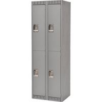 Lockers, 2 -tier, Bank of 2, 24" x 18" x 72", Steel, Grey, Knocked Down Chandler Sales