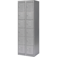 Casiers, 6 niveaux, Bloc de 2, 24" x 18" x 72", Acier, Gris, D&eacute;mont&eacute; Chandler Sales