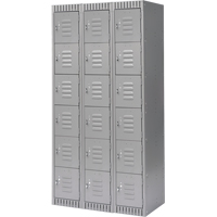 Casiers, 6 niveaux, Bloc de 3, 36" x 18" x 72", Acier, Gris, D&eacute;mont&eacute; Chandler Sales