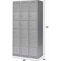 Casiers, 6 niveaux, Bloc de 3, 36" x 18" x 72", Acier, Gris, D&eacute;mont&eacute; Chandler Sales