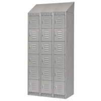 Lockers, 6 -tier, Bank of 3, 36" x 18" x 82", Steel, Grey, Knocked Down Chandler Sales