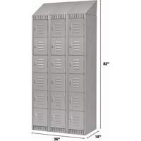 Lockers, 6 -tier, Bank of 3, 36" x 18" x 82", Steel, Grey, Knocked Down Chandler Sales