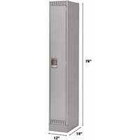 Lockers, 12" x 18" x 76", Steel, Grey, Knocked Down Chandler Sales