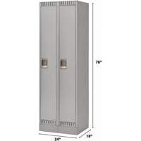 Lockers, Bank of 2, 24" x 18" x 76", Steel, Grey, Knocked Down Chandler Sales