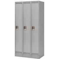 Lockers, Bank of 3, 36" x 18" x 76", Steel, Grey, Knocked Down Chandler Sales