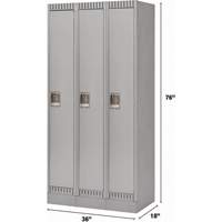 Lockers, Bank of 3, 36" x 18" x 76", Steel, Grey, Knocked Down Chandler Sales