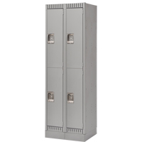Lockers, 2 -tier, Bank of 2, 24" x 18" x 76", Steel, Grey, Knocked Down Chandler Sales