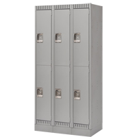Lockers, 2 -tier, Bank of 3, 36" x 18" x 76", Steel, Grey, Knocked Down Chandler Sales