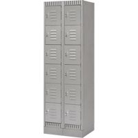 Lockers, 6 -tier, Bank of 2, 24" x 18" x 76", Steel, Grey, Knocked Down Chandler Sales