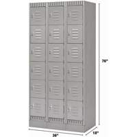 Casiers, 6 niveaux, Bloc de 3, 36" x 18" x 76", Acier, Gris, D&eacute;mont&eacute; Chandler Sales
