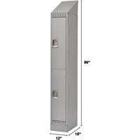 Lockers, 2 -tier, 12" x 18" x 86", Steel, Grey, Knocked Down Chandler Sales