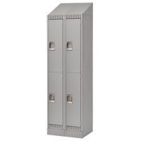 Lockers, 2 -tier, Bank of 2, 24" x 18" x 86", Steel, Grey, Knocked Down Chandler Sales
