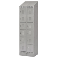 Lockers, 6 -tier, Bank of 2, 24" x 18" x 86", Steel, Grey, Knocked Down Chandler Sales