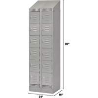 Lockers, 6 -tier, Bank of 2, 24" x 18" x 86", Steel, Grey, Knocked Down Chandler Sales