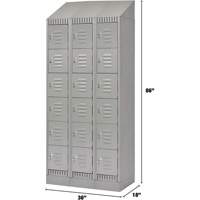 Lockers, 6 -tier, Bank of 3, 36" x 18" x 86", Steel, Grey, Knocked Down Chandler Sales