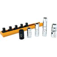 Chrome Finish Socket Set with Rail, 5 Pieces, 1/4" Drive Size Chandler Sales