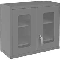 Armoire de rangement murale avec portes transparentes, 26-15/16" h x 29-7/8" la x 13-11/16" p, 2 tablettes, Acier, Gris Chandler Sales