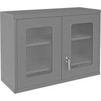 Armoire de rangement murale avec portes transparentes, 26-15/16" h x 35-7/8" la x 13-11/16" p, 2 tablettes, Acier, Gris Chandler Sales