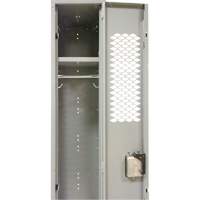 Vented Lockers, Bank of 3, 36" x 18" x 88", Steel, Grey, Knocked Down, Perforated Chandler Sales