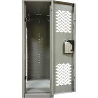 Vented Lockers, 2 -tier, Bank of 3, 36" x 18" x 88", Steel, Grey, Knocked Down, Perforated Chandler Sales