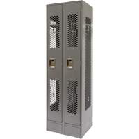 Vented Lockers, Bank of 2, 24" x 18" x 78", Steel, Grey, Knocked Down, Perforated Chandler Sales