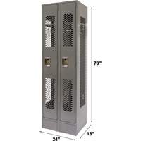 Vented Lockers, Bank of 2, 24" x 18" x 78", Steel, Grey, Knocked Down, Perforated Chandler Sales