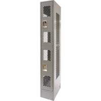 Vented Lockers, 2 -tier, 12" x 18" x 78", Steel, Grey, Knocked Down, Perforated Chandler Sales
