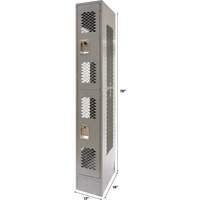 Vented Lockers, 2 -tier, 12" x 18" x 78", Steel, Grey, Knocked Down, Perforated Chandler Sales
