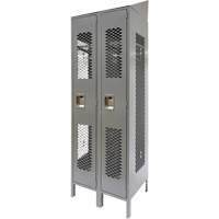 Vented Lockers, Bank of 2, 24" x 18" x 88", Steel, Grey, Knocked Down, Perforated Chandler Sales