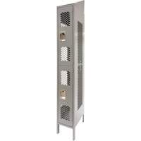 Vented Lockers, 2 -tier, 12" x 18" x 88", Steel, Grey, Knocked Down, Perforated Chandler Sales