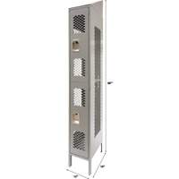 Vented Lockers, 2 -tier, 12" x 18" x 88", Steel, Grey, Knocked Down, Perforated Chandler Sales