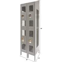 Vented Lockers, 2 -tier, Bank of 2, 24" x 18" x 88", Steel, Grey, Knocked Down, Perforated Chandler Sales