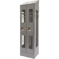 Vented Lockers, Bank of 2, 24" x 18" x 88", Steel, Grey, Knocked Down, Perforated Chandler Sales
