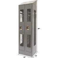 Vented Lockers, Bank of 2, 24" x 18" x 88", Steel, Grey, Knocked Down, Perforated Chandler Sales