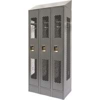 Vented Lockers, Bank of 3, 36" x 18" x 88", Steel, Grey, Knocked Down, Perforated Chandler Sales