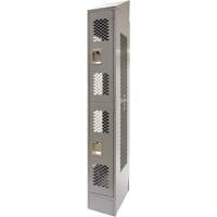 Vented Lockers, 2 -tier, 12" x 18" x 88", Steel, Grey, Knocked Down, Perforated Chandler Sales