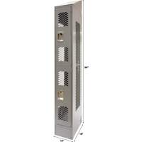 Vented Lockers, 2 -tier, 12" x 18" x 88", Steel, Grey, Knocked Down, Perforated Chandler Sales