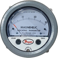 Manom&egrave;tre diff&eacute;rentiel et &eacute;metteur de signalisation de s&eacute;rie 605 Magnehelic,  4", 0 - 30 po en c.e., Fixation sur panneau, Analogique Chandler Sales