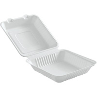 Compostable Hinged Food Containers, Bagasse, Square Chandler Sales