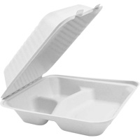 Compostable Hinged Food Containers with Compartments, Bagasse, Square Chandler Sales