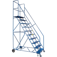 CSA-Certified Rolling Step Ladder with Locking Step, 10 Steps, 30" Step Width, 89" Platform Height, Steel Chandler Sales
