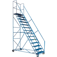 CSA-Certified Rolling Step Ladder with Locking Step, 14 Steps, 30" Step Width, 128" Platform Height, Steel Chandler Sales