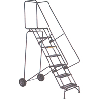 Fold-N-Store Rolling Ladders, 7 Steps, Perforated, 70" High Chandler Sales